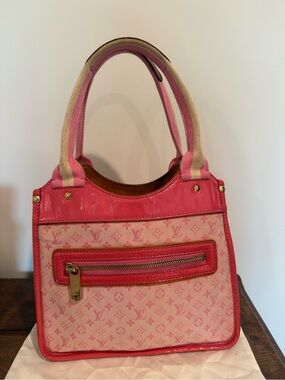 Louis Vuitton Pink Monogram Canvas Shoulder Bag with Coral Patent Trim